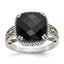 Shey Couture Sterling Silver with 14K Accent Antiqued Checkerboard-cut Black Onyx Ring - Sophia Jewelers