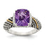 Accent Cushion Diamond & Amethyst Ring in Sterling Silver (0.06 ct. tw.) - Sophia Jewelers