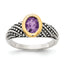 Accent Oval Bezel Amethyst Ring in Sterling Silver, Antiqued - Sophia Jewelers