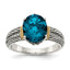Oval London Blue Topaz Ring in Sterling Silver, Antiqued - Sophia Jewelers