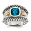 Cushion London Blue Topaz Ring in Sterling Silver, 14mm Antiqued - Sophia Jewelers
