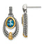 Oval Bezel London Blue Topaz Stud Dangle Earrings in Gold-Plated Sterling Silver - Sophia Jewelers