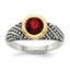 Accent Round Bezel Garnet Ring in Sterling Silver, 6mm Antiqued - Sophia Jewelers