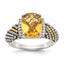 Cushion Diamond and Checkerboard Citrine Ring in Sterling Silver (0.06 ct. tw.) - Sophia Jewelers