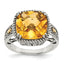 Accent Cushion Citrine Ring in Sterling Silver, 5mm Antiqued - Sophia Jewelers