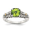 Accent Cushion Peridot Ring in Sterling Silver, Antiqued - Sophia Jewelers
