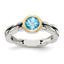 Round Bezel Sky Blue Topaz Ring in Sterling Silver, Antiqued - Sophia Jewelers