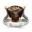 Shey Couture Sterling Silver with 14K Accent Antiqued Trillion Checkerboard Smoky Quartz Ring