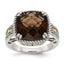 Cushion Checkerboard Smoky Quartz Ring in Sterling Silver, 5mm - Sophia Jewelers