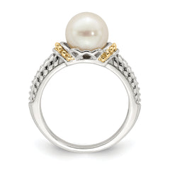 Shey Couture Sterling Silver Rhodium-plated with 14K Accent 8-9mm Freshwater Cultured Pearl Ring