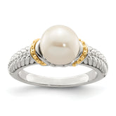 Shey Couture Sterling Silver Rhodium-plated with 14K Accent 8-9mm Freshwater Cultured Pearl Ring