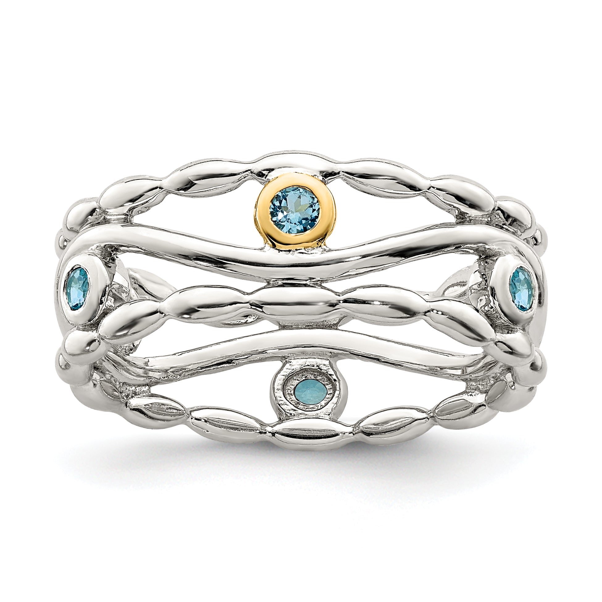 Shey Couture Sterling Silver Rhodium-plated with 14K Accent Light Swiss Blue Topaz Ring