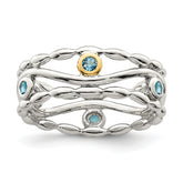 Shey Couture Sterling Silver Rhodium-plated with 14K Accent Light Swiss Blue Topaz Ring