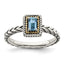 Emerald-Cut Swiss Blue Topaz Ring in Sterling Silver, Antiqued, Size 6–8 - Sophia Jewelers