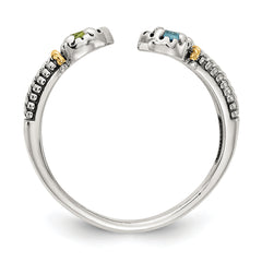 Shey Couture Sterling Silver with 14K Accent Antiqued .22Round Light Swiss Blue Topaz and .12Round Peridot Ring