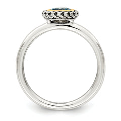 Shey Couture Sterling Silver with 14K Accent Antiqued Round Blue Topaz Ring