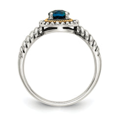 Shey Couture Sterling Silver with 14K Accent Antiqued Round London Blue Topaz Ring