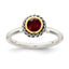 Shey Couture Sterling Silver with 14K Accent Antiqued Round Bezel Garnet Ring