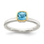 Shey Couture Sterling Silver Rhodium-plated with 14k Accent Polished Cushion-cut Light Swiss Blue Topaz Ring
