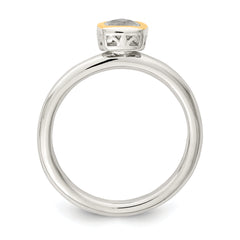 Shey Couture Sterling Silver Rhodium-plated with 14K Accent Polished Cushion-cut White Topaz Ring