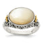 Shey Couture Sterling Silver with 14K Accent Antiqued Floral Oval Mother Of Pearl Ring, Size 6–8 - Sophia Jewelers