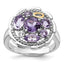 1.0Pink Quartz .06White Topaz Ring in Sterling Silver, Antiqued, Size 6–8 - Sophia Jewelers