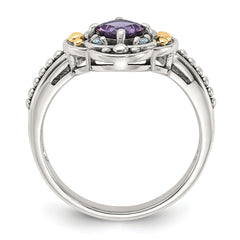 Shey Couture Sterling Silver with 14k Accent Antiqued .41 Amethyst / .09Swiss Blue Topaz Ring