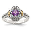 Shey Couture Sterling Silver with 14k Accent Antiqued .41 Amethyst / .09Swiss Blue Topaz Ring