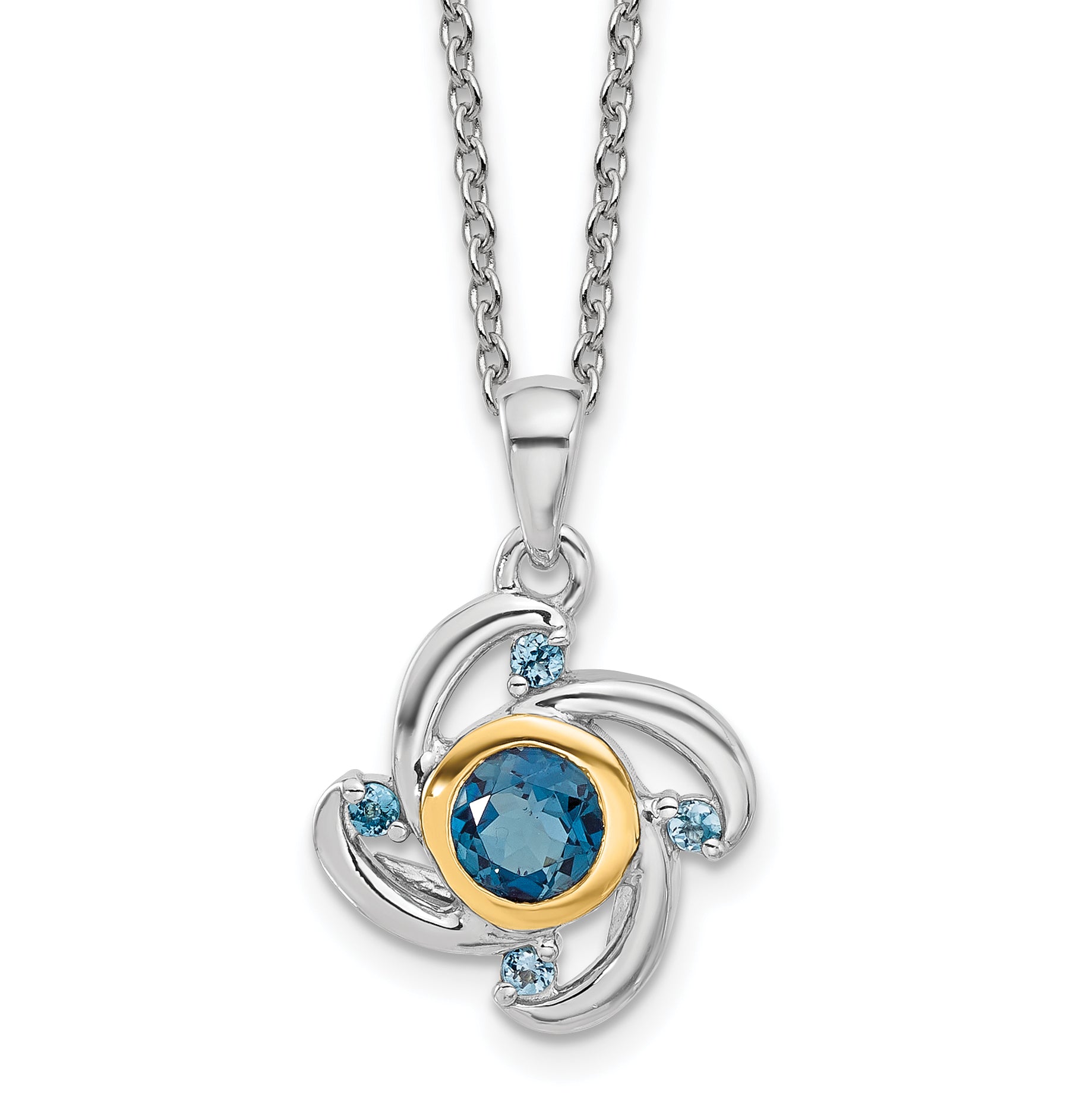 Shey Couture Sterling Silver Rhodium-Rhodium-Plated with 14K Accent .51London Blue Topaz / .08Swiss Blue Topaz 18 inch Necklace