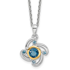 Shey Couture Sterling Silver Rhodium-Rhodium-Plated with 14K Accent .51London Blue Topaz / .08Swiss Blue Topaz 18 inch Necklace