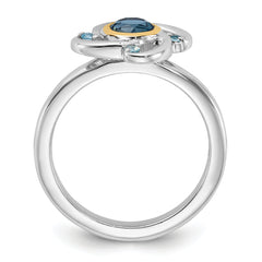 Shey Couture Sterling Silver Rhodium-plated with 14k Accent .69 London Blue Topaz / .08 Swiss Blue Topaz Ring