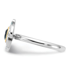 Shey Couture Sterling Silver Rhodium-plated with 14k Accent .69 London Blue Topaz / .08 Swiss Blue Topaz Ring