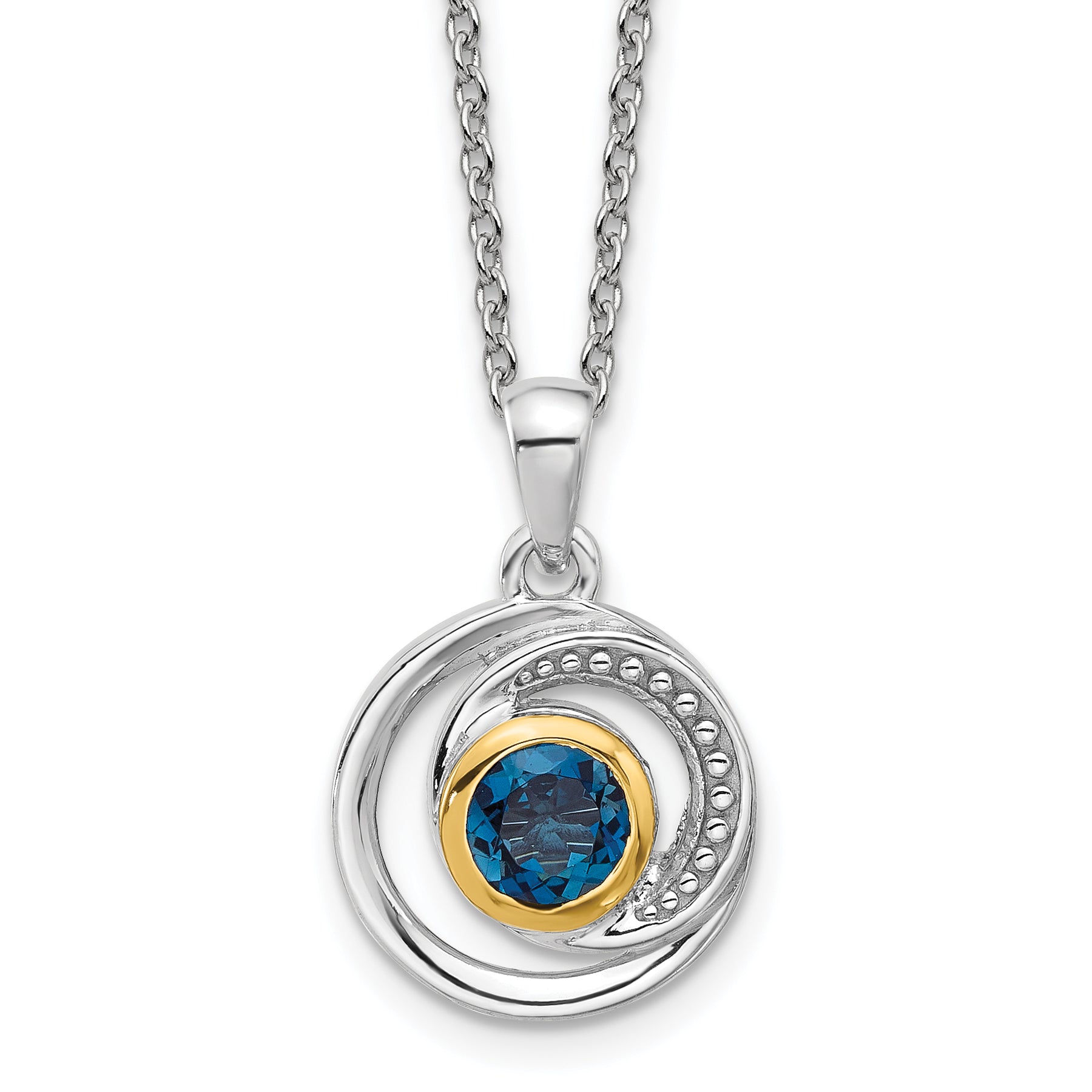 Shey Couture Sterling Silver Rhodium-Rhodium-Plated with 14k Accent London Blue Topaz 18 inch Necklace