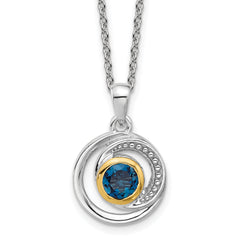 Shey Couture Sterling Silver Rhodium-Rhodium-Plated with 14k Accent London Blue Topaz 18 inch Necklace