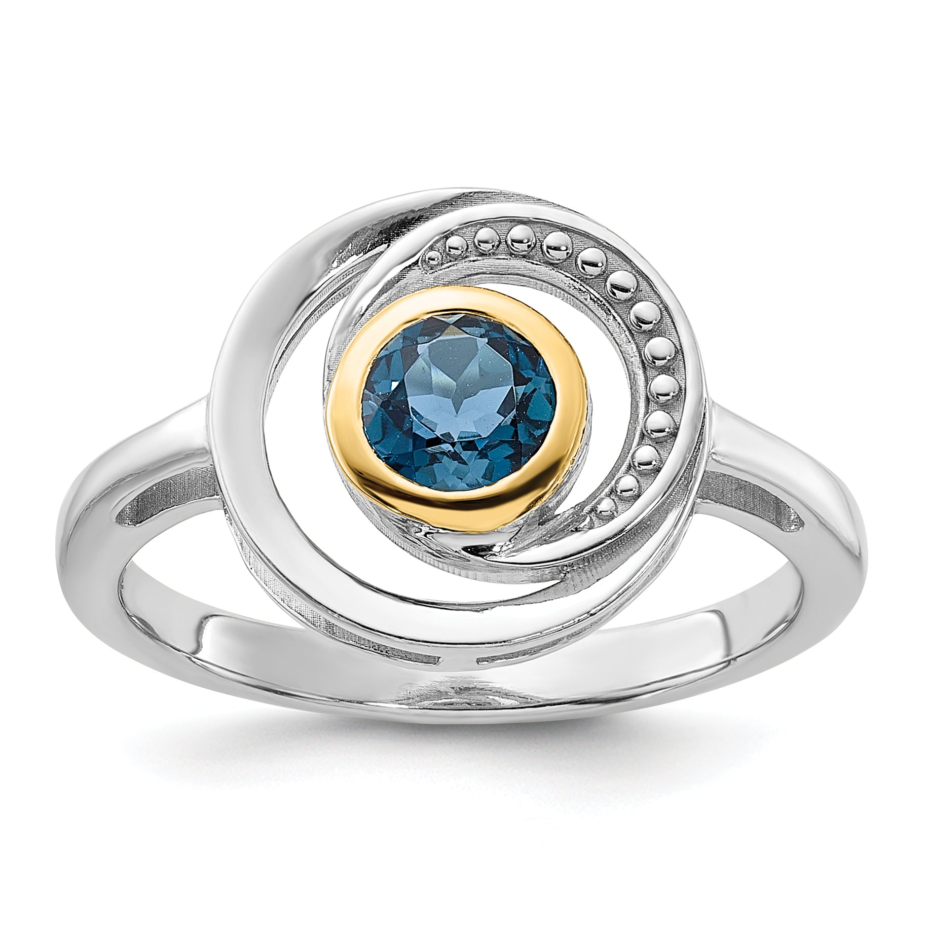 Shey Couture Sterling Silver Rhodium-plated with 14k Accent London Blue Topaz Ring