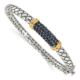 Shey Couture Sterling Silver Rhodium-plated with 14k Accent Sapphire Bangle Bracelet