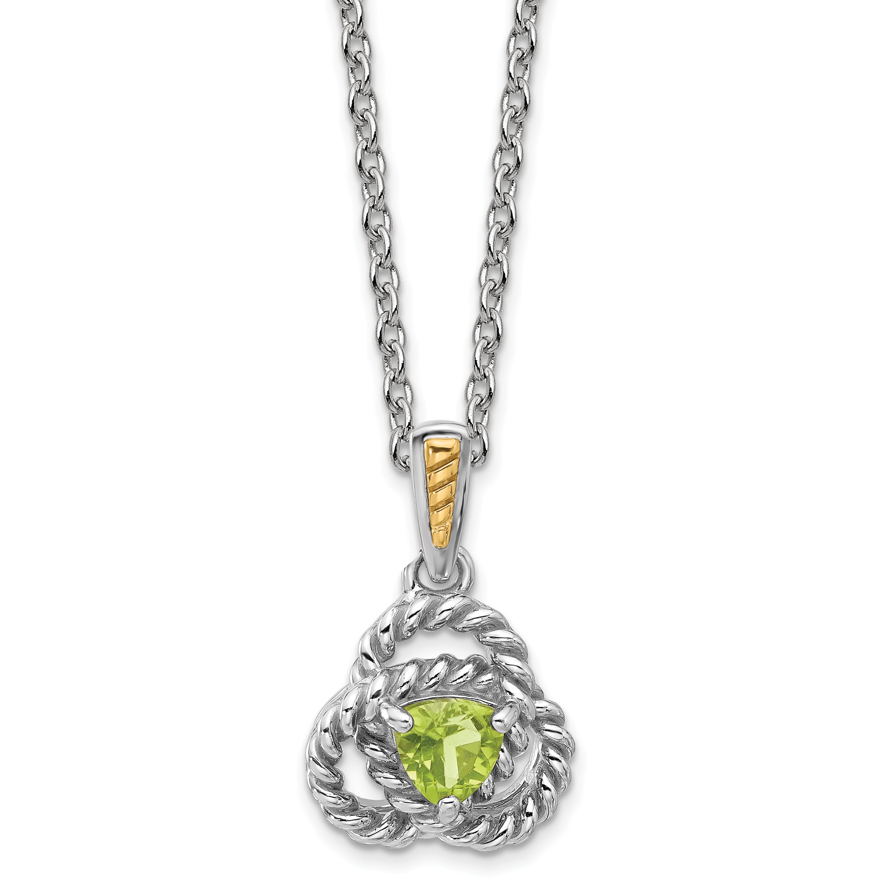 Shey Couture Sterling Silver Rhodium-Rhodium-Plated with 14k Accent Peridot 18 inch Necklace