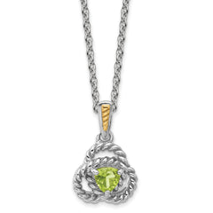 Shey Couture Sterling Silver Rhodium-Rhodium-Plated with 14k Accent Peridot 18 inch Necklace