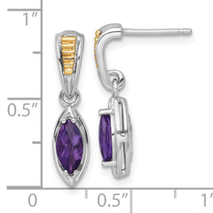 Shey Couture Sterling Silver Rhodium-plated with 14k Accent Marquise Amethyst Post Dangle Earrings