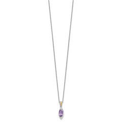 Shey Couture Sterling Silver Rhodium-plated with 14k Accent Marquise Amethyst Navette 18 inch with 2 inch Extension Necklace