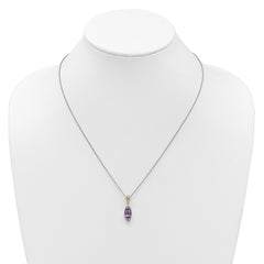 Shey Couture Sterling Silver Rhodium-plated with 14k Accent Marquise Amethyst Navette 18 inch with 2 inch Extension Necklace