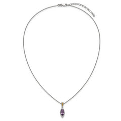 Shey Couture Sterling Silver Rhodium-plated with 14k Accent Marquise Amethyst Navette 18 inch with 2 inch Extension Necklace