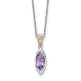Shey Couture Sterling Silver Rhodium-plated with 14k Accent Marquise Amethyst Navette 18 inch with 2 inch Extension Necklace