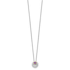 Shey Couture Sterling Silver Rhodium-plated with 14k Accent Round Amethyst Swirl Circle 18 inch with 2 inch Extension Necklace