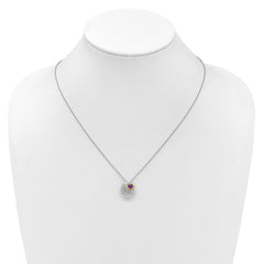 Shey Couture Sterling Silver Rhodium-plated with 14k Accent Round Amethyst Swirl Circle 18 inch with 2 inch Extension Necklace