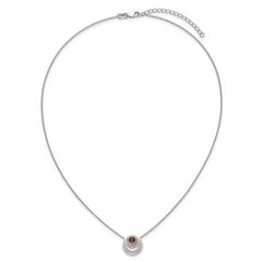 Shey Couture Sterling Silver Rhodium-plated with 14k Accent Round Amethyst Swirl Circle 18 inch with 2 inch Extension Necklace