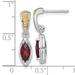 Shey Couture Sterling Silver Rhodium-plated with 14k Accent Marquise Garnet Post Dangle Earrings