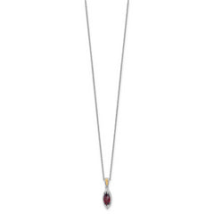 Shey Couture Sterling Silver Rhodium-plated with 14k Accent Marquise Garnet Navette 18 inch with 2 inch Extension Necklace
