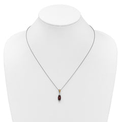 Shey Couture Sterling Silver Rhodium-plated with 14k Accent Marquise Garnet Navette 18 inch with 2 inch Extension Necklace