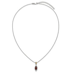 Shey Couture Sterling Silver Rhodium-plated with 14k Accent Marquise Garnet Navette 18 inch with 2 inch Extension Necklace